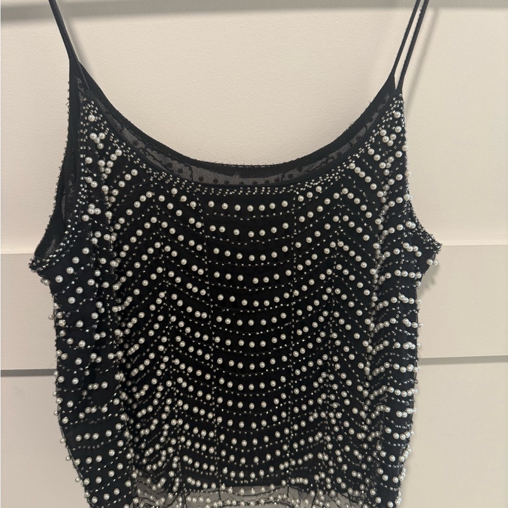 Endless Rose Black and White Beaded Camisole - Picture 2 of 4